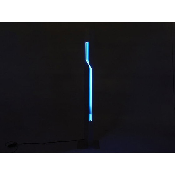 Image 1 of Vintage Neon blauwe stalen vloerlamp van Rudi Stern en Dan Chelsea voor Kovacs, 1983