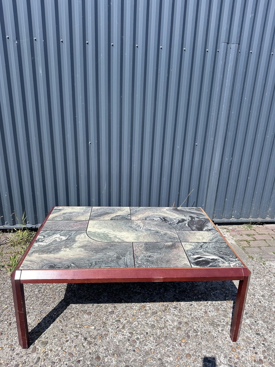 Image 1 of Tafel salontafel vintage hout en steen 