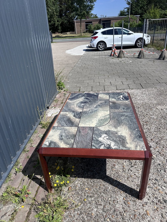 Image 1 of Tafel salontafel vintage hout en steen 