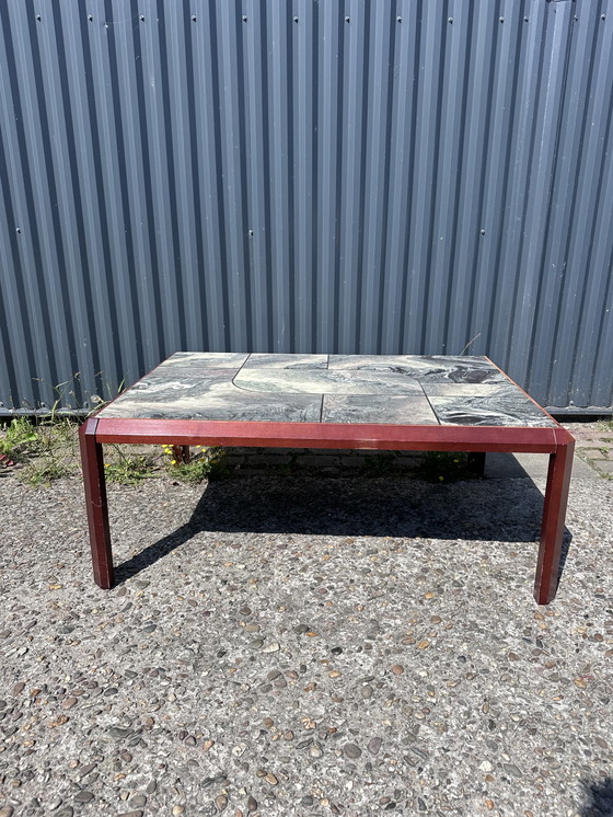 Image 1 of Tafel salontafel vintage hout en steen 