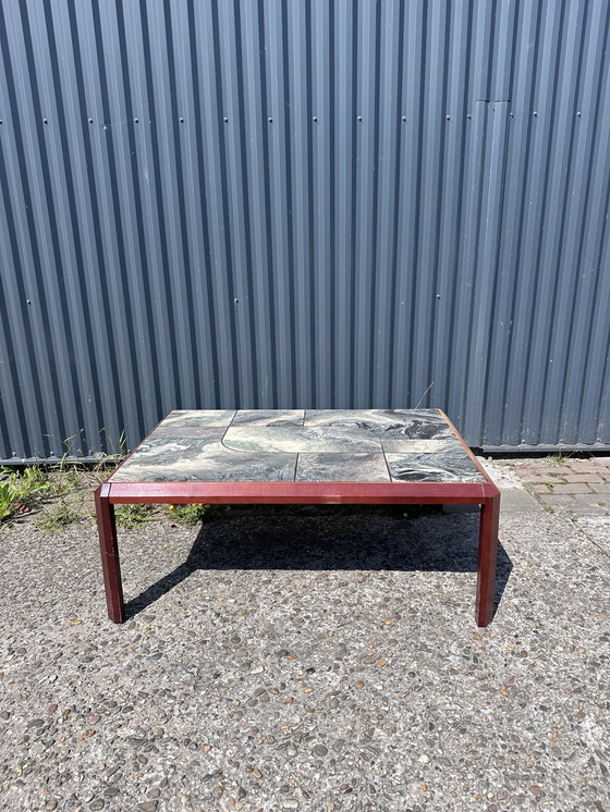 Image 1 of Tafel salontafel vintage hout en steen 