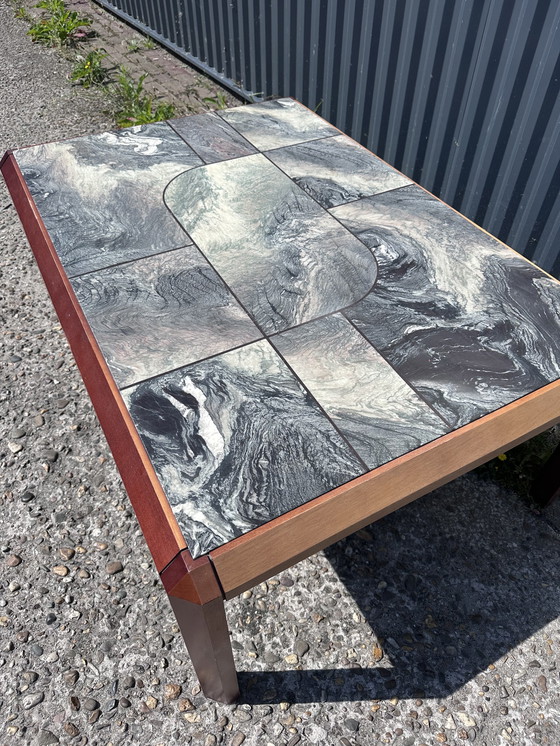 Image 1 of Tafel salontafel vintage hout en steen 