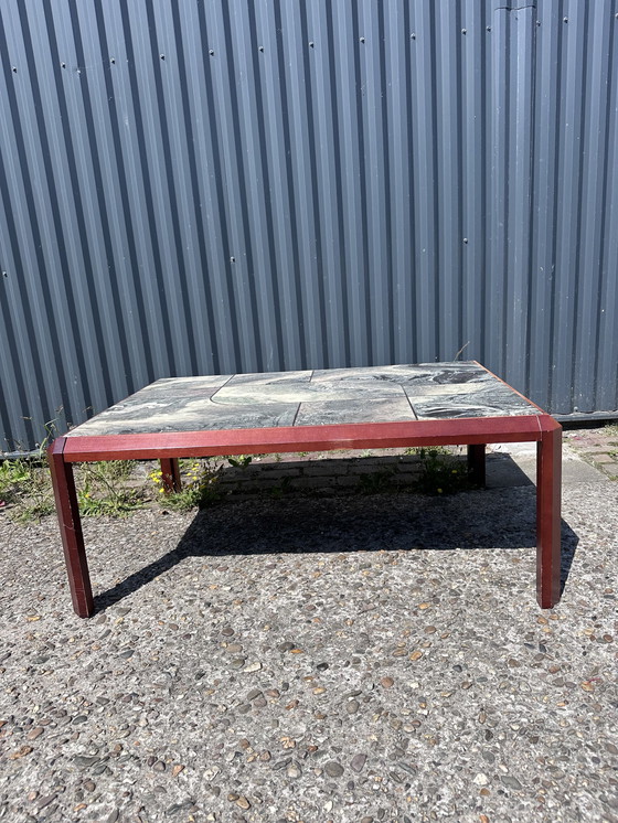 Image 1 of Tafel salontafel vintage hout en steen 