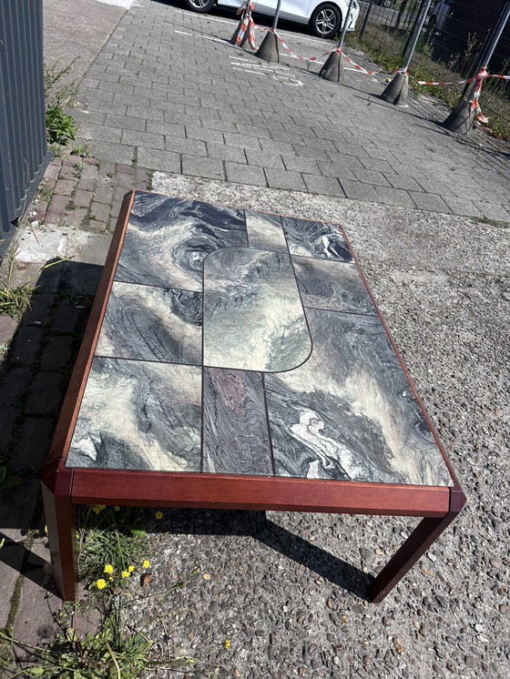 Image 1 of Tafel salontafel vintage hout en steen 