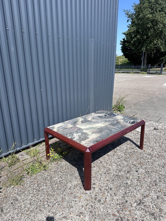 Image 1 of Tafel salontafel vintage hout en steen 