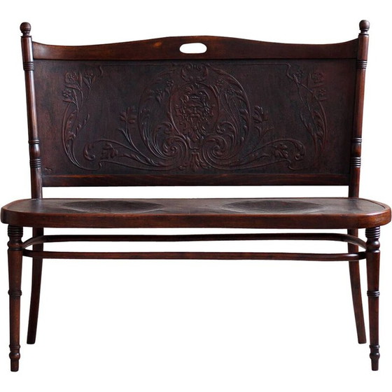 Image 1 of Vintage bank van gebogen hout voor Jacob en Josef Kohn, 1901