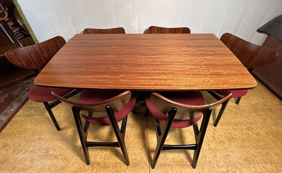 Image 1 of Mid Century Retro Vintage Tola uitschuifbare eettafel en 6 stoelen van Gplan Librenza 1960