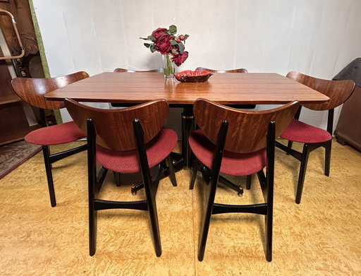 Mid Century Retro Vintage Tola uitschuifbare eettafel en 6 stoelen van Gplan Librenza 1960