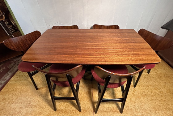 Image 1 of Mid Century Retro Vintage Tola uitschuifbare eettafel en 6 stoelen van Gplan Librenza 1960