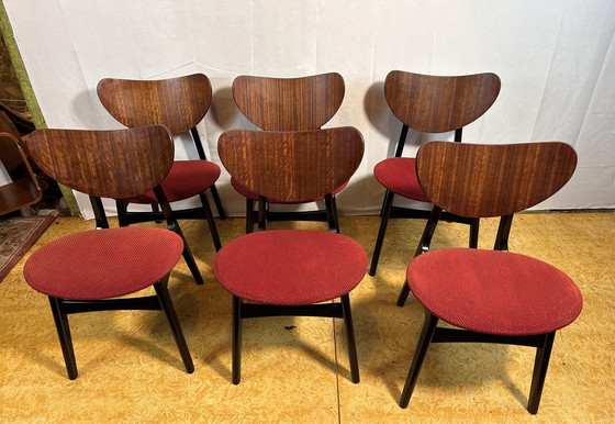 Image 1 of Mid Century Retro Vintage Tola uitschuifbare eettafel en 6 stoelen van Gplan Librenza 1960