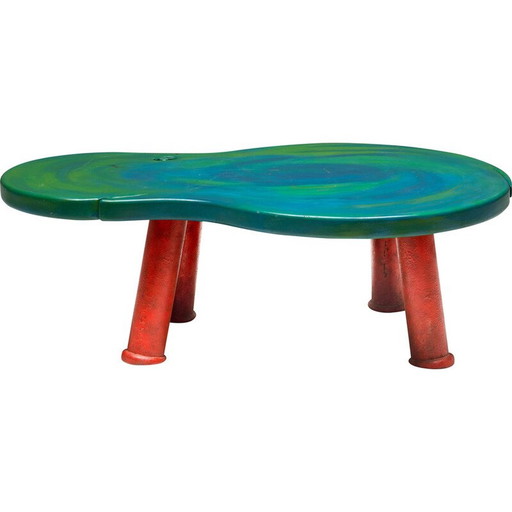 Vintage organische salontafel in hout en staal door Gaetano Pesce, Italië 1990