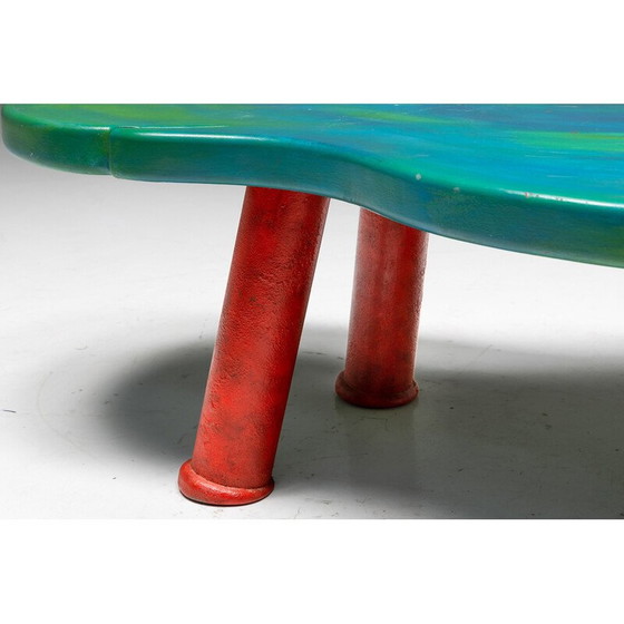 Image 1 of Vintage organische salontafel in hout en staal door Gaetano Pesce, Italië 1990