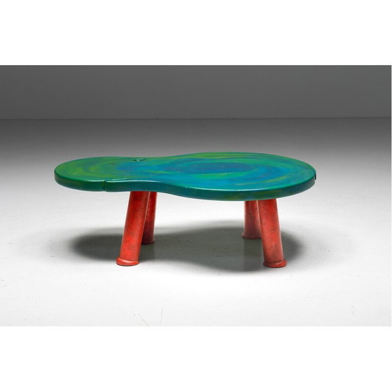 Image 1 of Vintage organische salontafel in hout en staal door Gaetano Pesce, Italië 1990