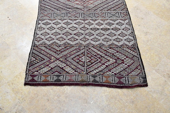 Image 1 of Zeldzaam! Marokkaanse Zayan vintage kelim 368 x 153 cm