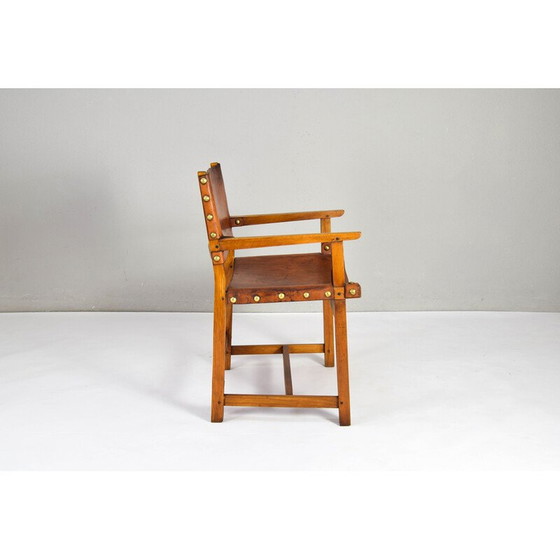 Image 1 of Vintage Castellana fauteuil in eiken en cognac leer, Spanje