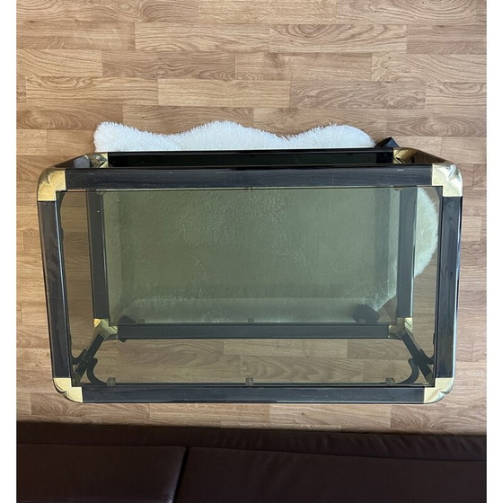 Image 1 of Vintage zwart met gouden salontafel op wieltjes, 1980