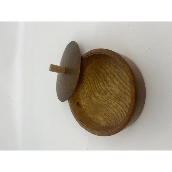 Image 1 of Scandinavische vintage doos met koperen deksel, 1950