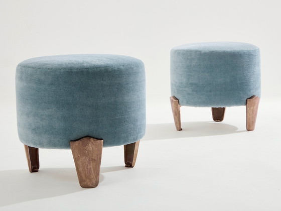 Image 1 of Paar Krukjes Garouste & Bonetti Koala Brons Mohair Fluweel 1995