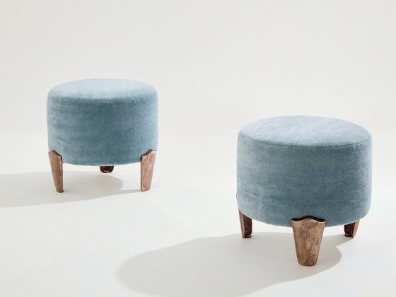 Image 1 of Paar Krukjes Garouste & Bonetti Koala Brons Mohair Fluweel 1995