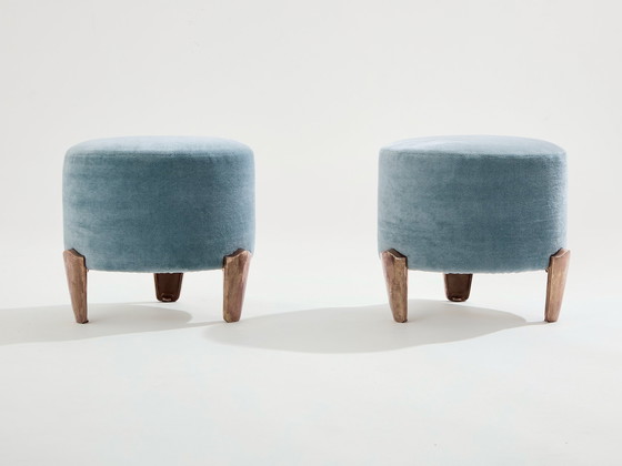 Image 1 of Paar Krukjes Garouste & Bonetti Koala Brons Mohair Fluweel 1995