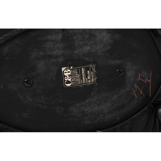 Image 1 of Vintage 3-zits zwartleren bank van Mario Bellini voor C & B Italia, 1970