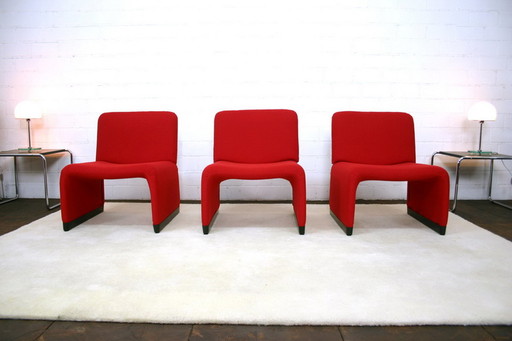 1 van 3 Italiaanse Mid Century Lounge Fauteuils, nieuwe hoes