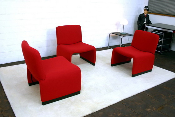 Image 1 of 1 van 3 Italiaanse Mid Century Lounge Fauteuils, nieuwe hoes