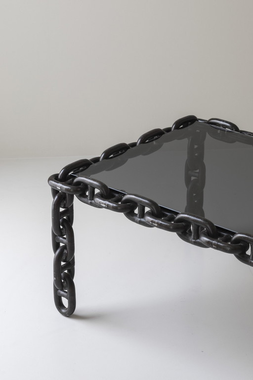 Uitzonderlijke Artisan Chain Link salontafel, België 1970S