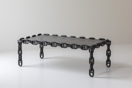 Uitzonderlijke Artisan Chain Link salontafel, België 1970S