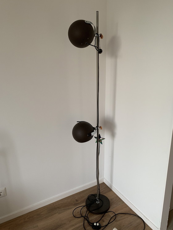 Image 1 of Vintage Bruine Bollen Vloerlamp