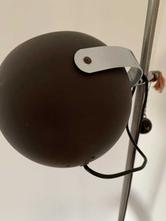 Image 1 of Vintage Bruine Bollen Vloerlamp