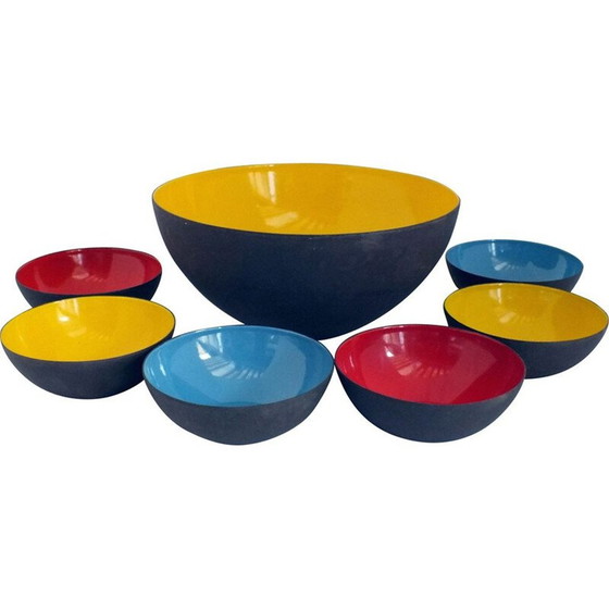 Image 1 of Set van 7 vintage gouden medaille kommen triennale Milano door Herbert Krenchel Krenit, 1954