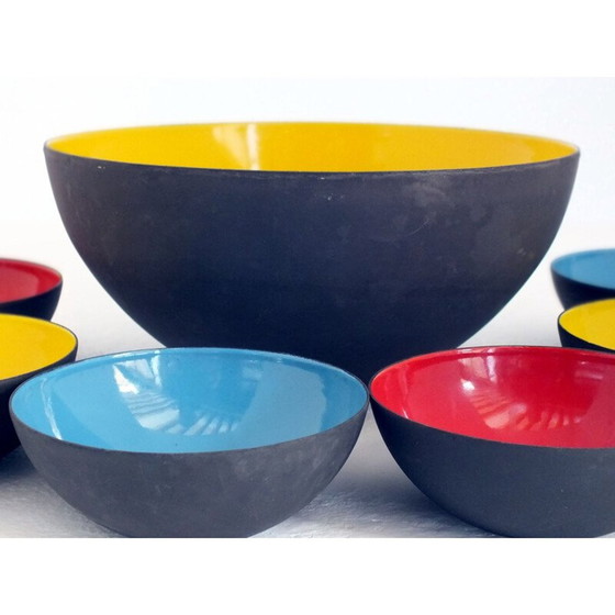 Image 1 of Set van 7 vintage gouden medaille kommen triennale Milano door Herbert Krenchel Krenit, 1954