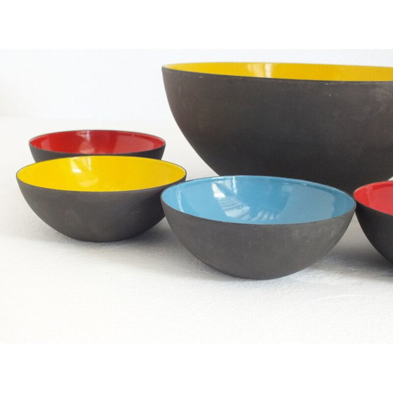 Image 1 of Set van 7 vintage gouden medaille kommen triennale Milano door Herbert Krenchel Krenit, 1954