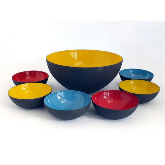 Image 1 of Set van 7 vintage gouden medaille kommen triennale Milano door Herbert Krenchel Krenit, 1954