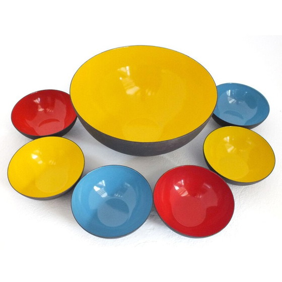 Image 1 of Set van 7 vintage gouden medaille kommen triennale Milano door Herbert Krenchel Krenit, 1954