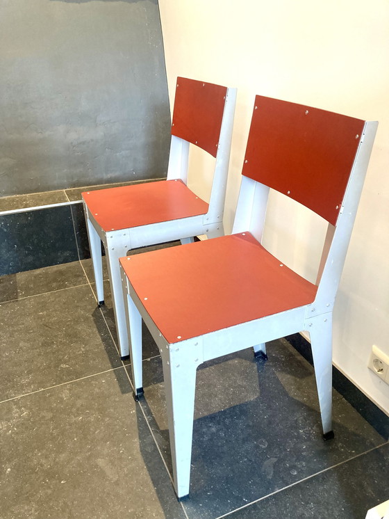 Image 1 of 2x Design Phe Eetkamerstoelen Aluminium Swedish Red