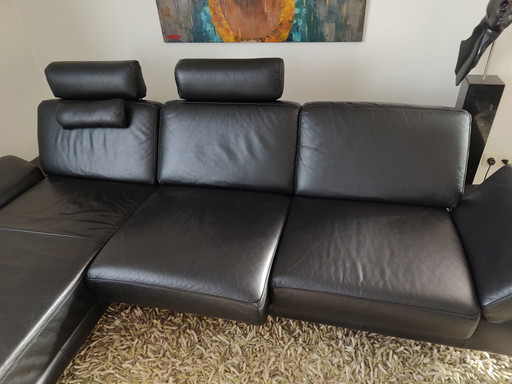 Prachtige Nieuwe Leren Bank Met Chaise Longue