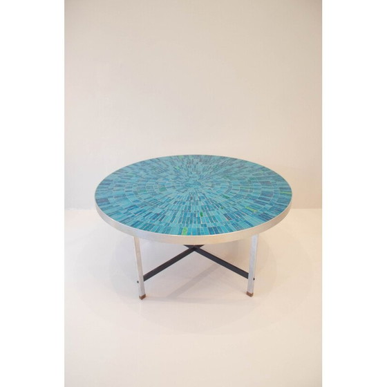 Image 1 of Vintage blauw mozaïek salontafel van Berthold Müller-Oerlinghausen, Duitsland, jaren 1960