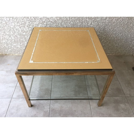 Image 1 of Vintage chromen en messing tafel 1970