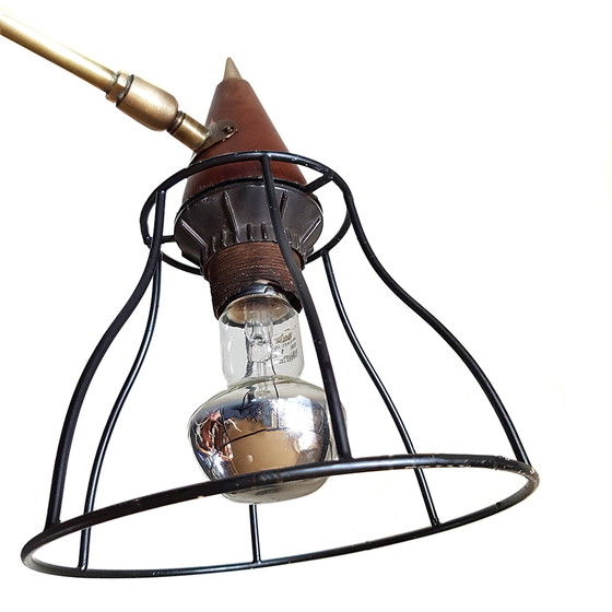 Image 1 of Mid-Century Scandinavische Teak & Messing Swing Arm Wandlamp