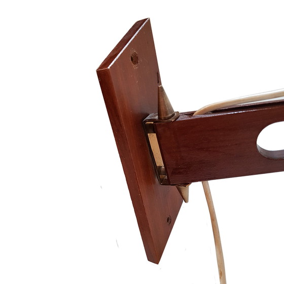 Image 1 of Mid-Century Scandinavische Teak & Messing Swing Arm Wandlamp