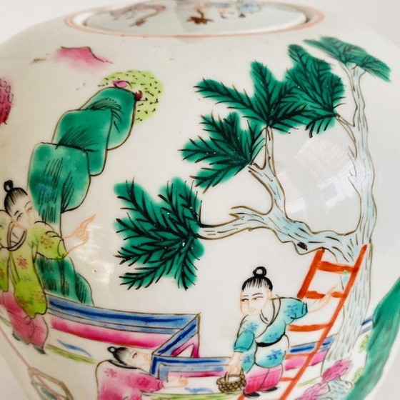 Image 1 of Vintage XL Chinese gemberpot handbeschilderd