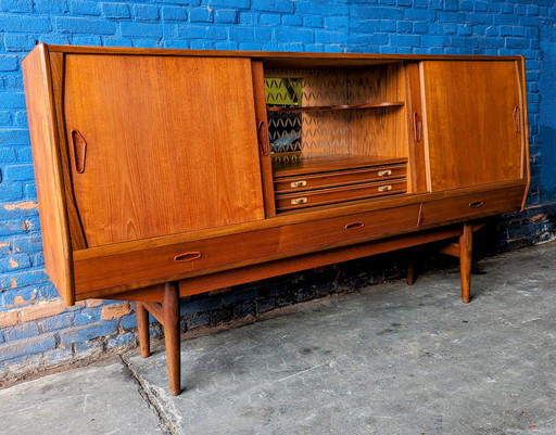 Midcentury teak dressoir met bar 1960s