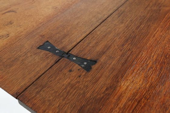 Image 1 of Antieke Franse achthoekige klaptafel van massief eiken, ca. 1850