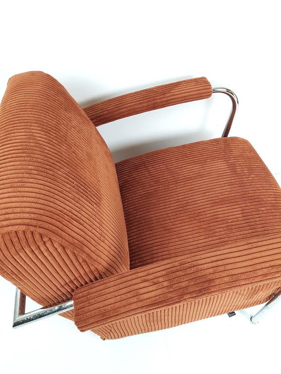 Image 1 of Leolux Skylla Fauteuil Roestbruin Rib Nieuw Gestoffeerd