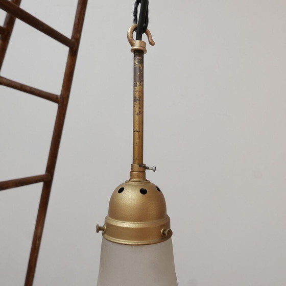 Image 1 of Vintage gegraveerde glazen hanglamp van A.E.G, Duitsland 1930