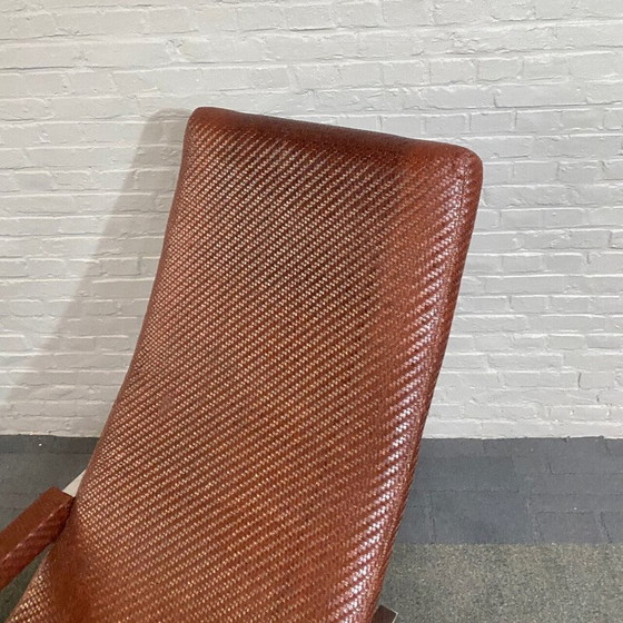 Image 1 of Vintage fauteuil in geweven leer en verchroomd metaal van Ralph Lauren, 1999