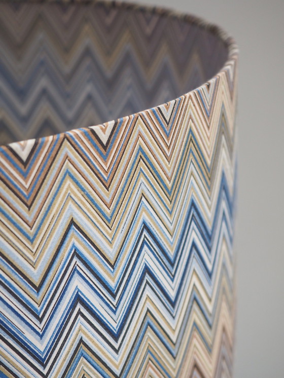 Image 1 of Opaline glazen tafellamp/ schaduw Missoni stof