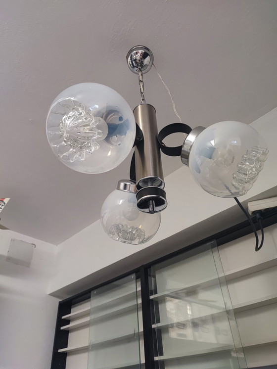 Image 1 of Kristal en Chroom Italiaanse 3-ballen kroonluchter